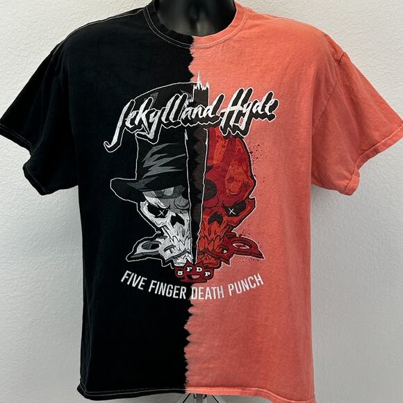Five Finger Death Punch Jekyll and Hyde T Shirt 5FDP Band Tie Dye Orange L Large - Picture 2 of 8